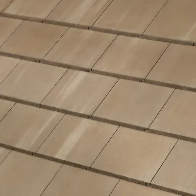 Official Westlake manufacturer image showing Saxony 900 Slate concrete roof tile in Coastal Dune from the Okeechobee plant.