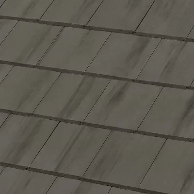 Official Westlake manufacturer image showing Saxony 900 Slate concrete roof tile in Slate - Black Antique from the Okeechobee plant.