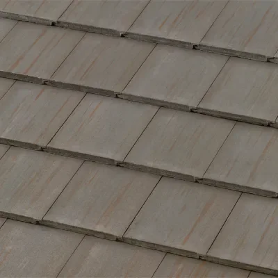 Official Westlake manufacturer image showing Saxony 900 Slate concrete roof tile in Weathered Ash from the Lake Wales plant.